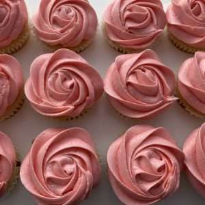 Strawberry Iced Vanilla Cupcakes